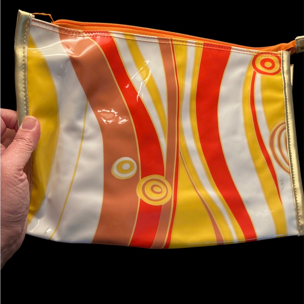Super cute orange yellow white clutch- Retro design